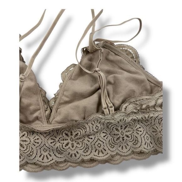 Aerie Light Brown Lace Bralette Bra Size Medium - Picture 4 of 5